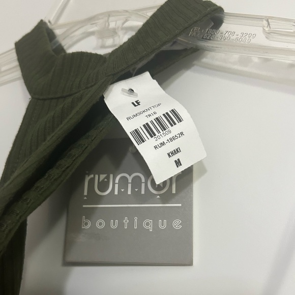 Rumor Boutique Womenβs Olive Green Off the Shoulder Long sleeve - Picture 5 of 5